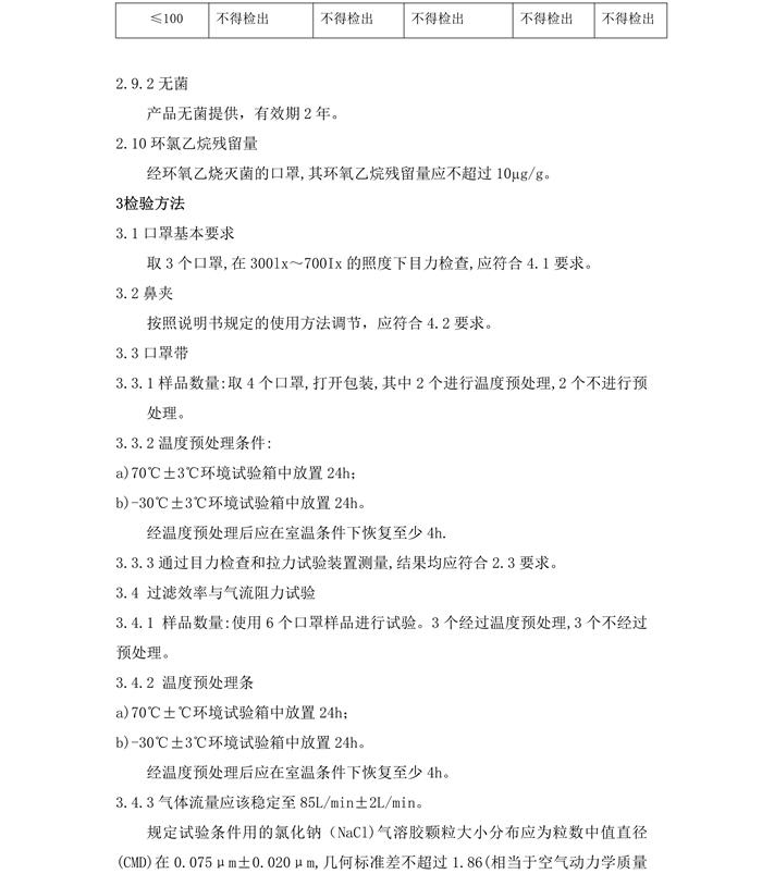 醫(yī)用防護口罩N95（滅菌）產(chǎn)品技術要求模板(圖6)